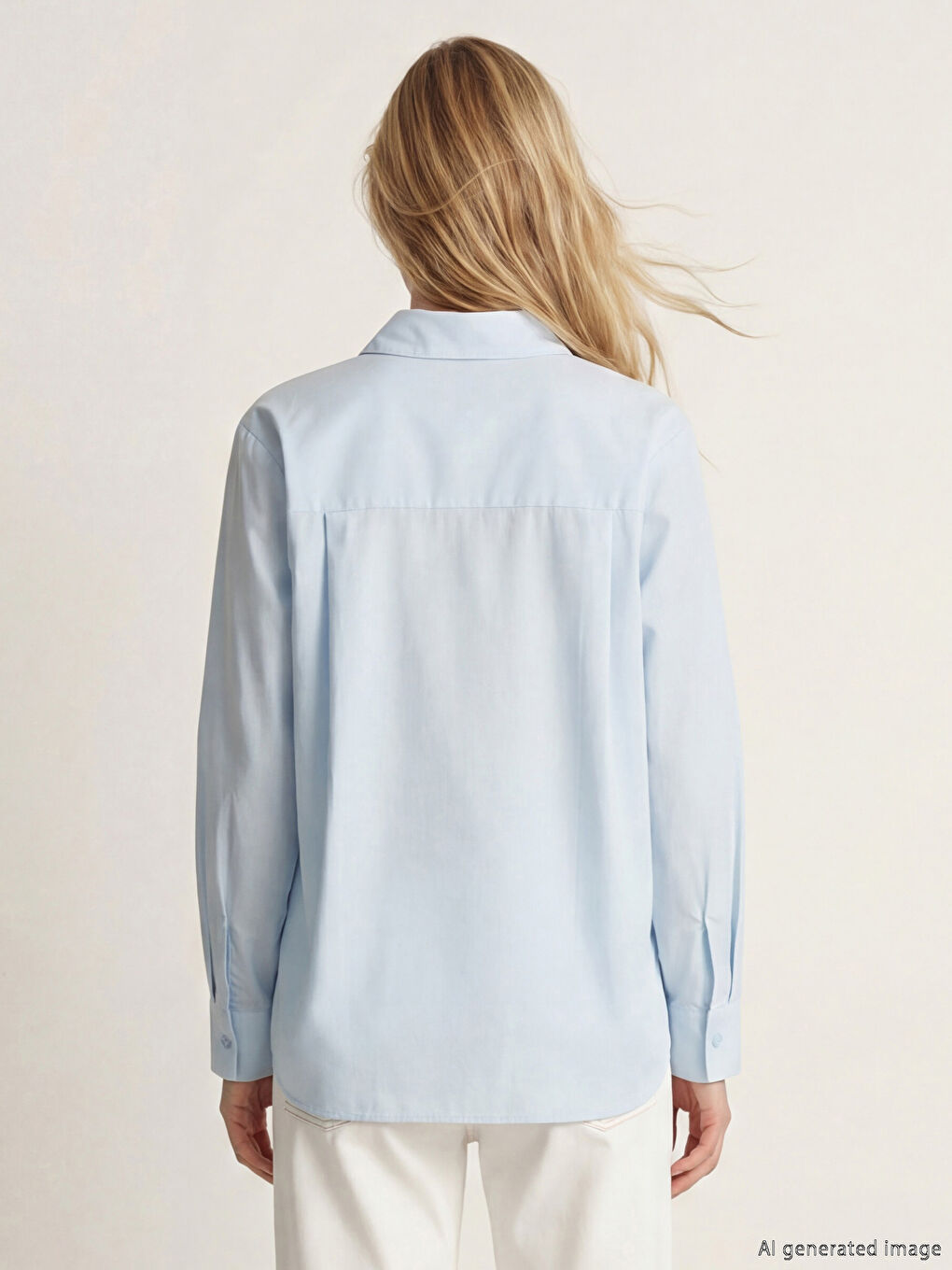 Mavi Kruvaze Detaylı Kadın Gömlek-3