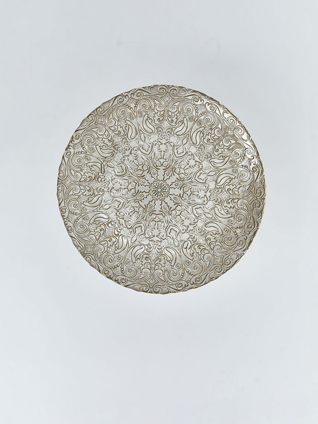 Renksiz Kabartma Desenli Cam Ayaklı Sunumluk-1