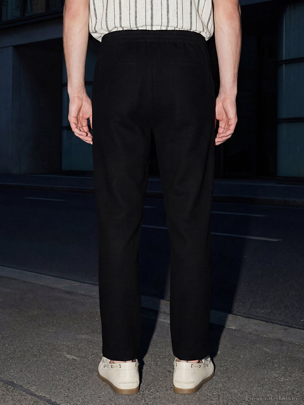 Siyah Regular Fit Armürlü Erkek Pantolon-2