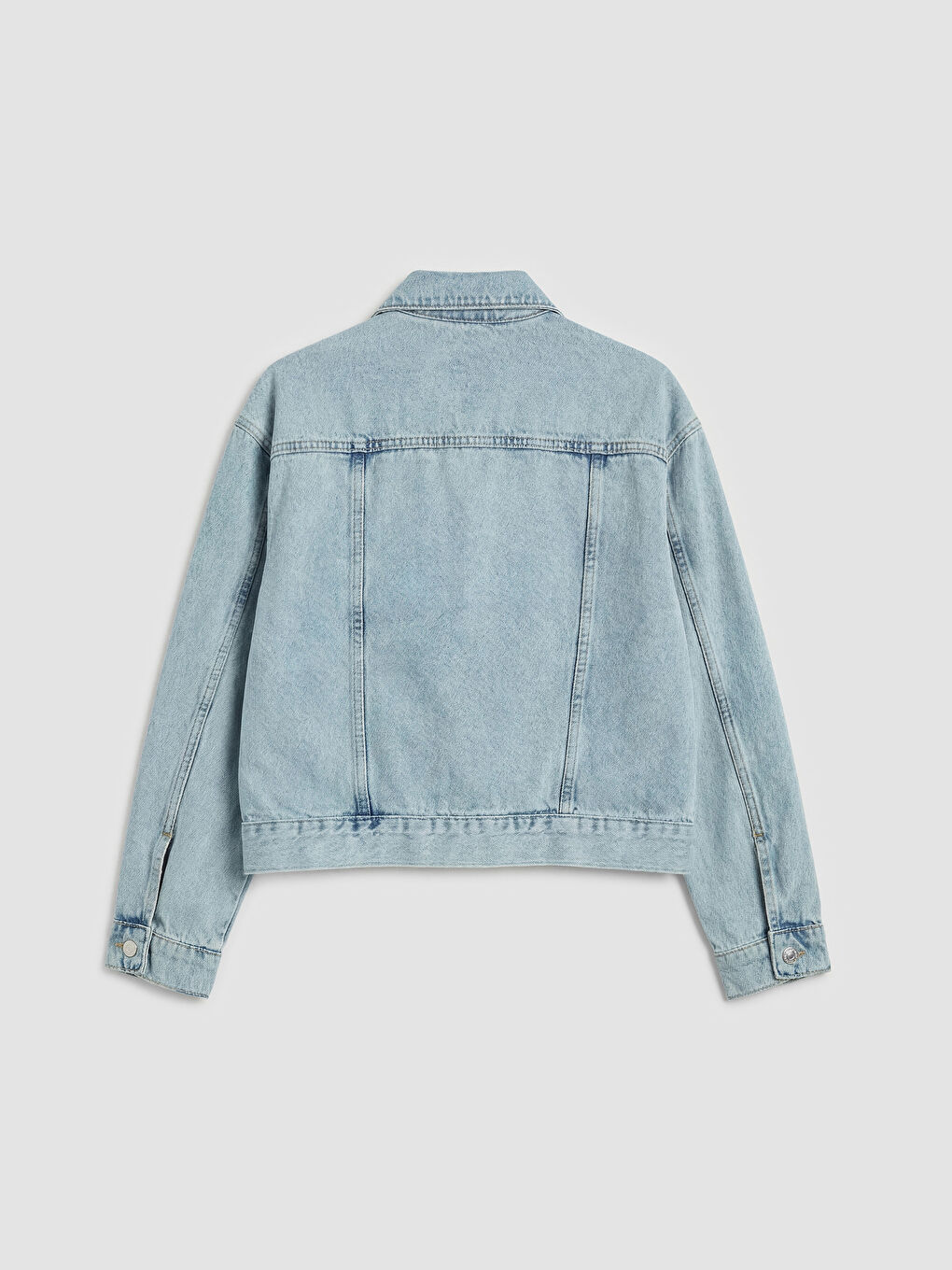Mavi Gömlek Yaka Kadın Jean Ceket-5
