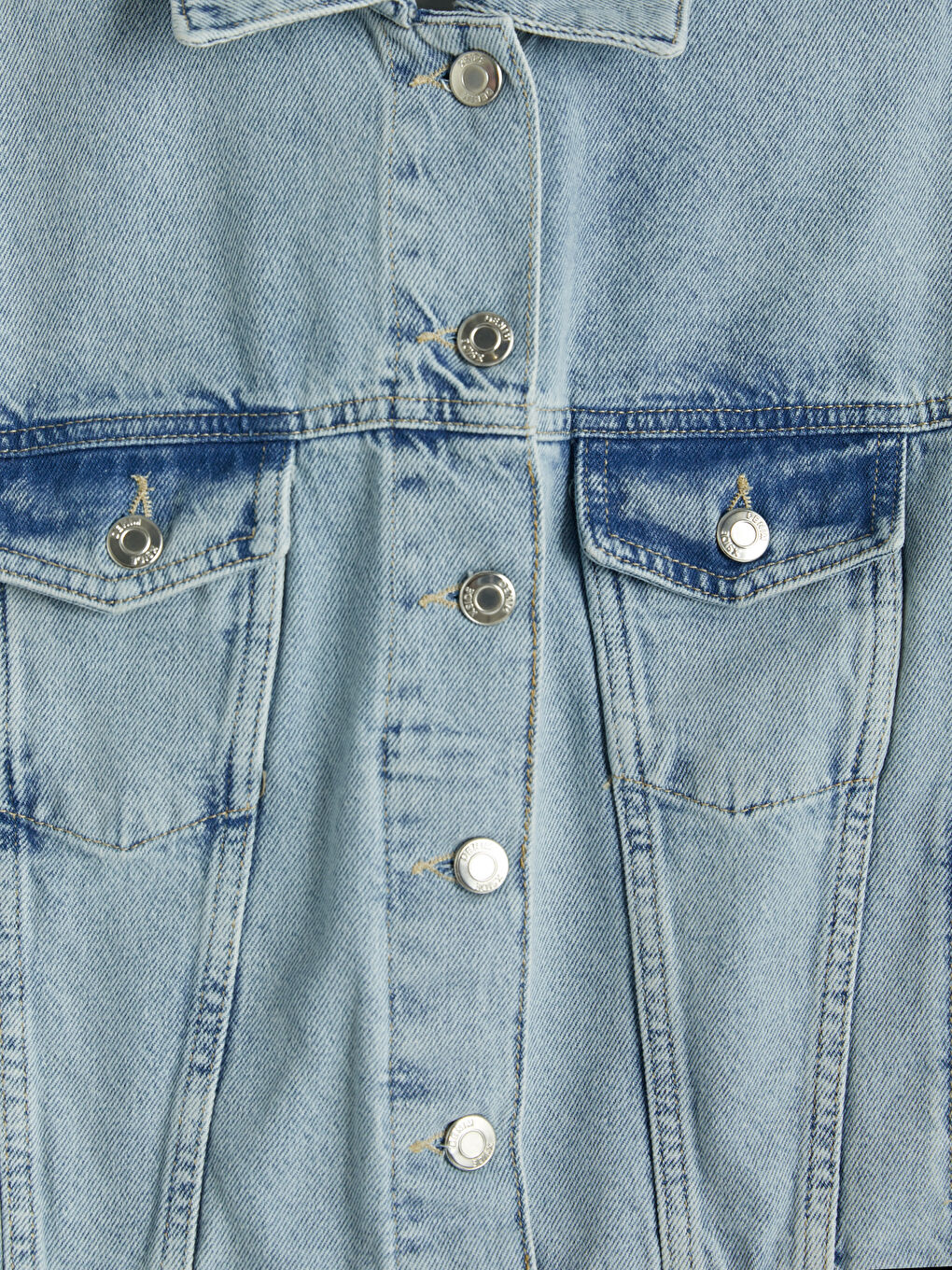 Mavi Gömlek Yaka Kadın Jean Ceket-6