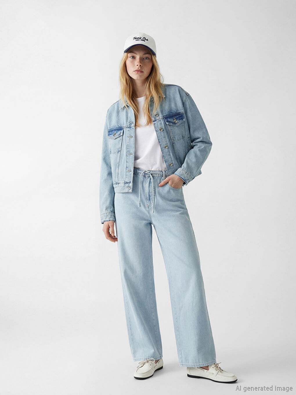 Mavi Gömlek Yaka Kadın Jean Ceket-1