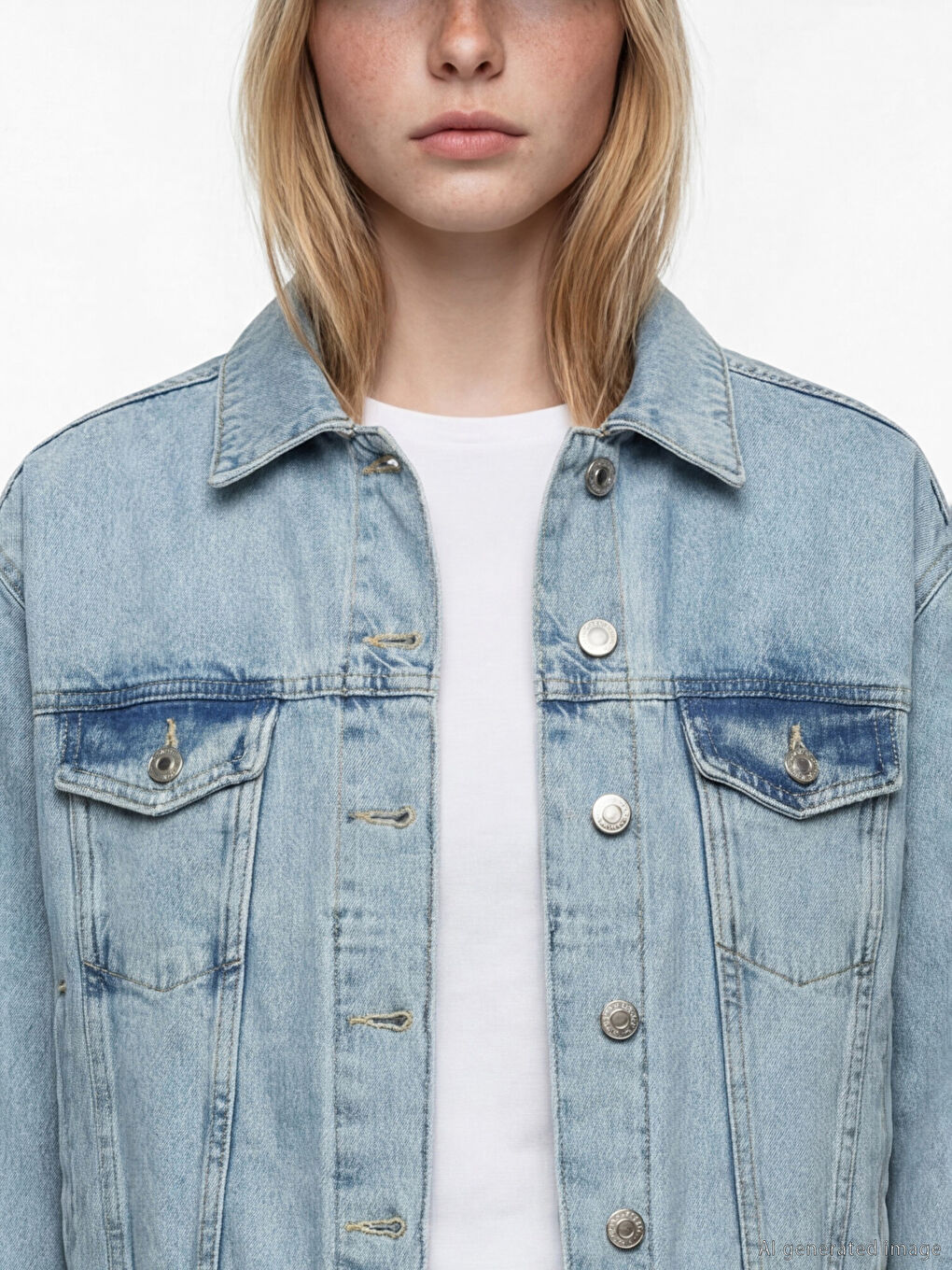 Mavi Gömlek Yaka Kadın Jean Ceket-2