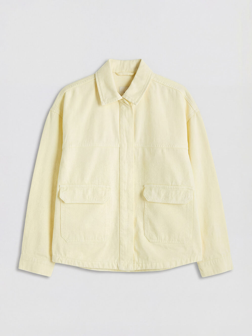 Sarı Gömlek Yaka Oversize Kadın Jean Ceket-4