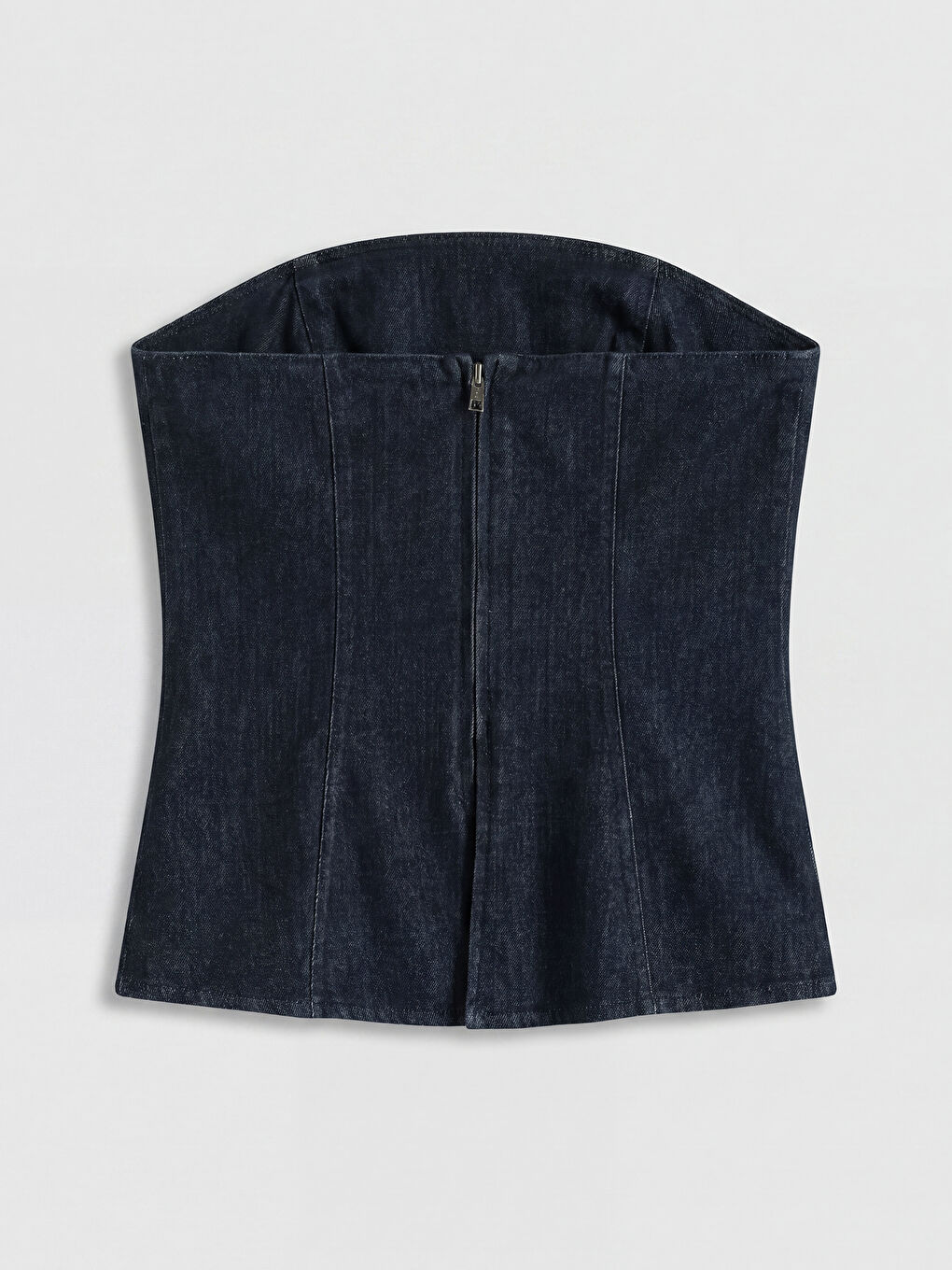 İndigo Straplez Yaka Jean Bluz-1