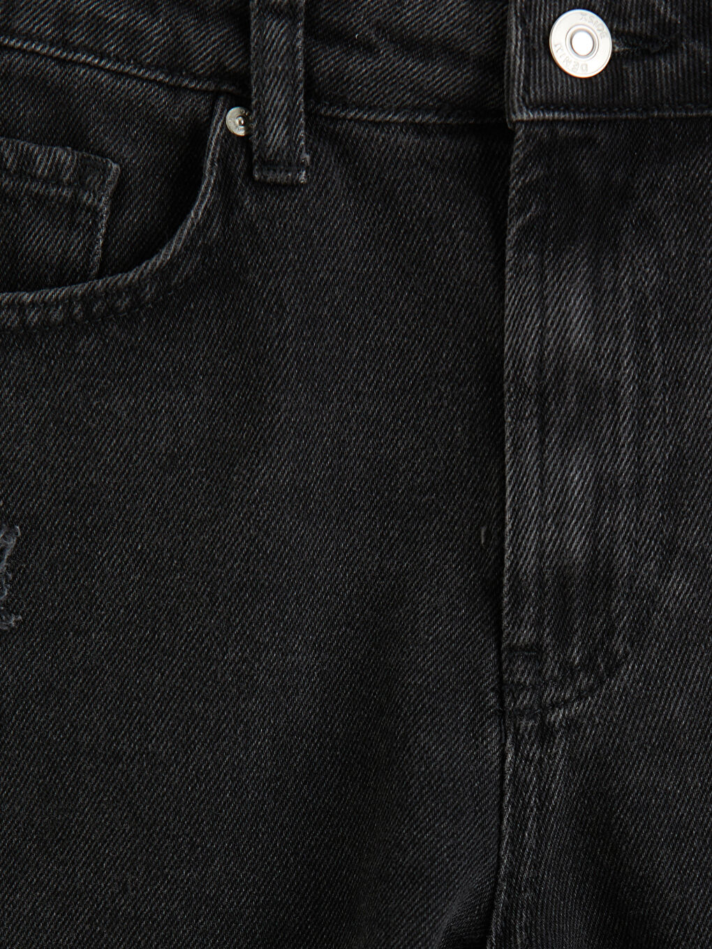 Siyah Yüksek Bel Yırtık Detaylı Kadın Jean Şort-6