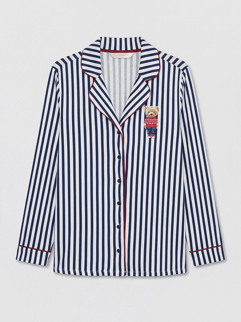 Lacivert Ayı Teddy Baskılı Kadın Pijama Takımı-1