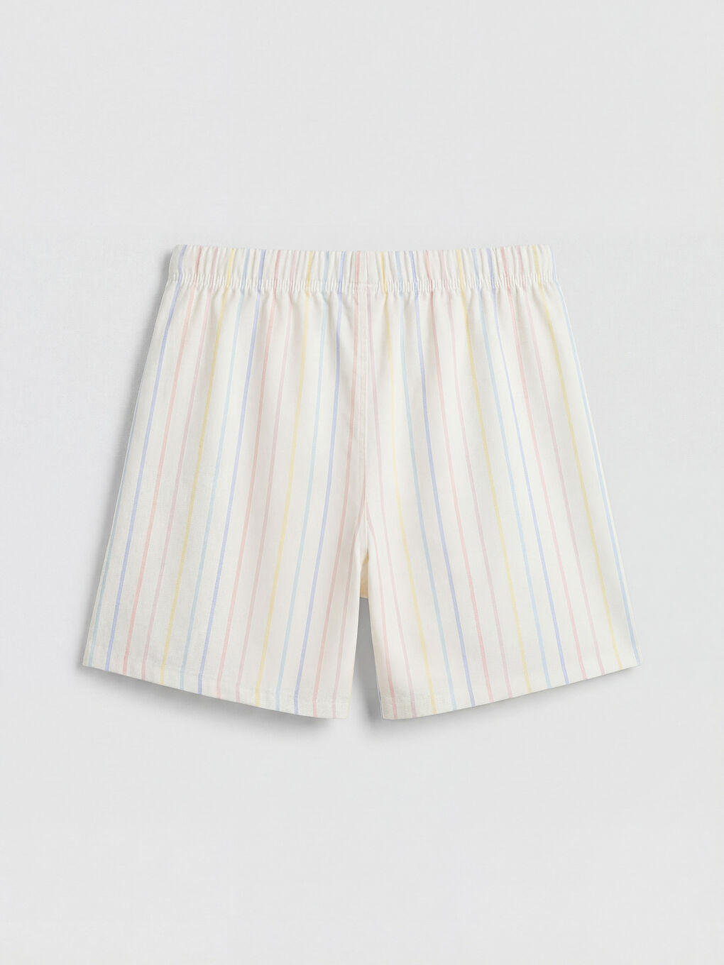 Ekru Beli Lastikli Çizgili Kadın Şort Pijama Altı-1