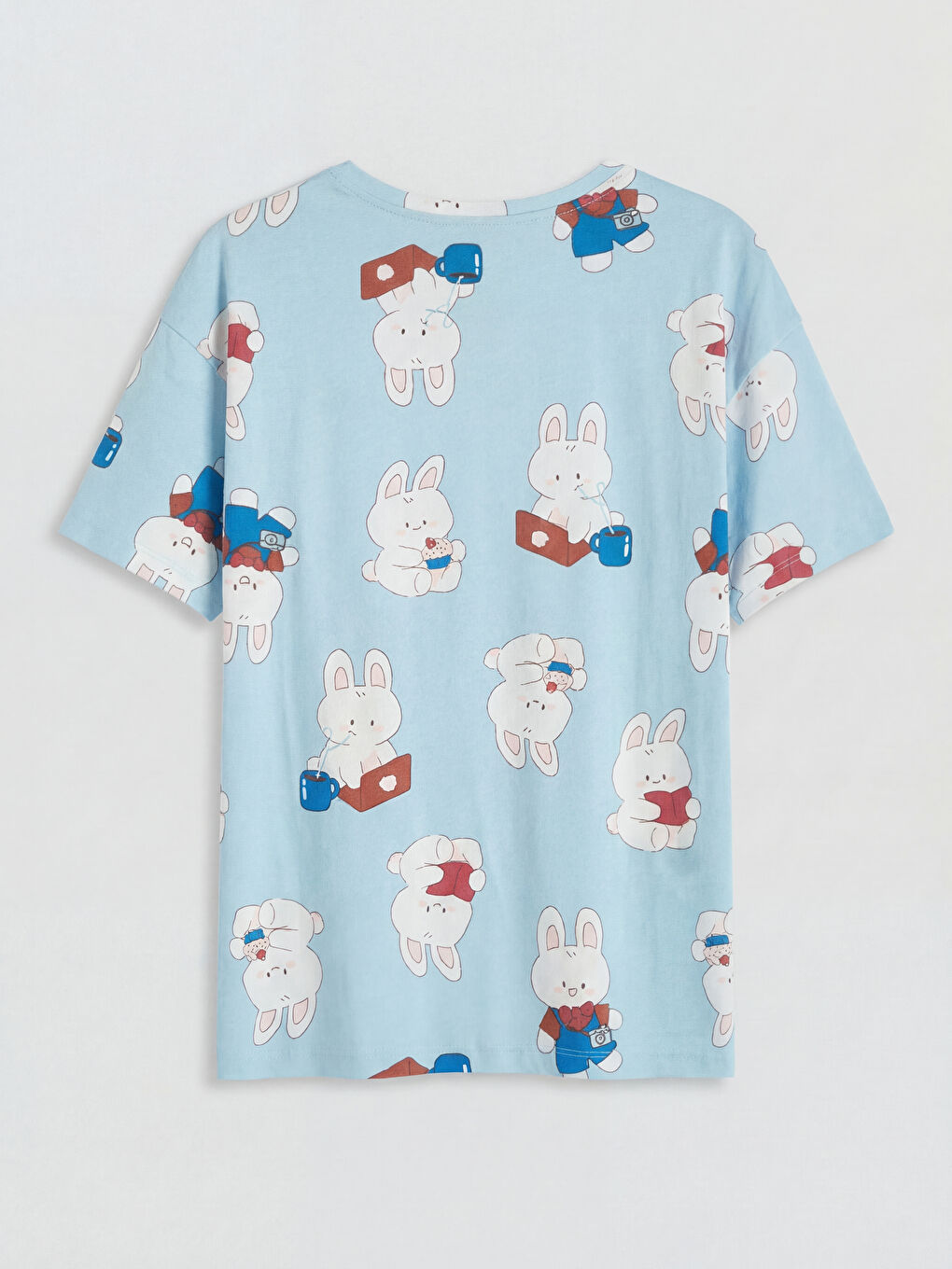 Mavi Bisiklet Yaka Baskılı Kadın Pijama Takımı-2