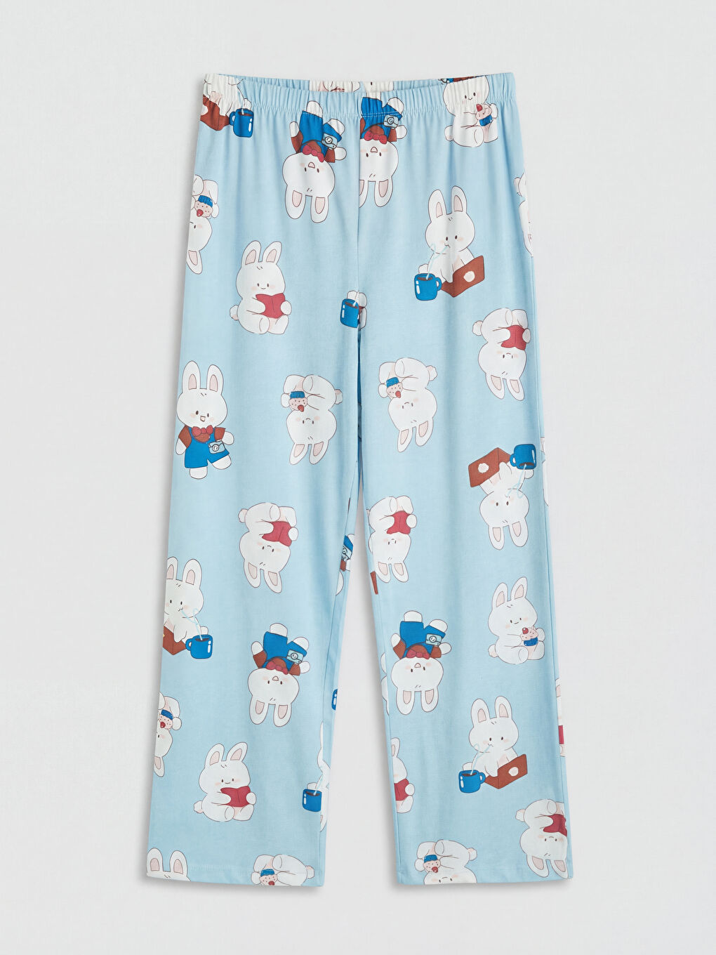 Mavi Bisiklet Yaka Baskılı Kadın Pijama Takımı-4