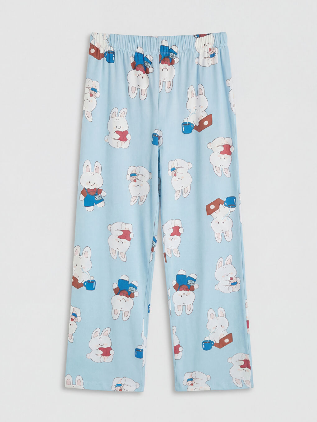 Mavi Bisiklet Yaka Baskılı Kadın Pijama Takımı-5