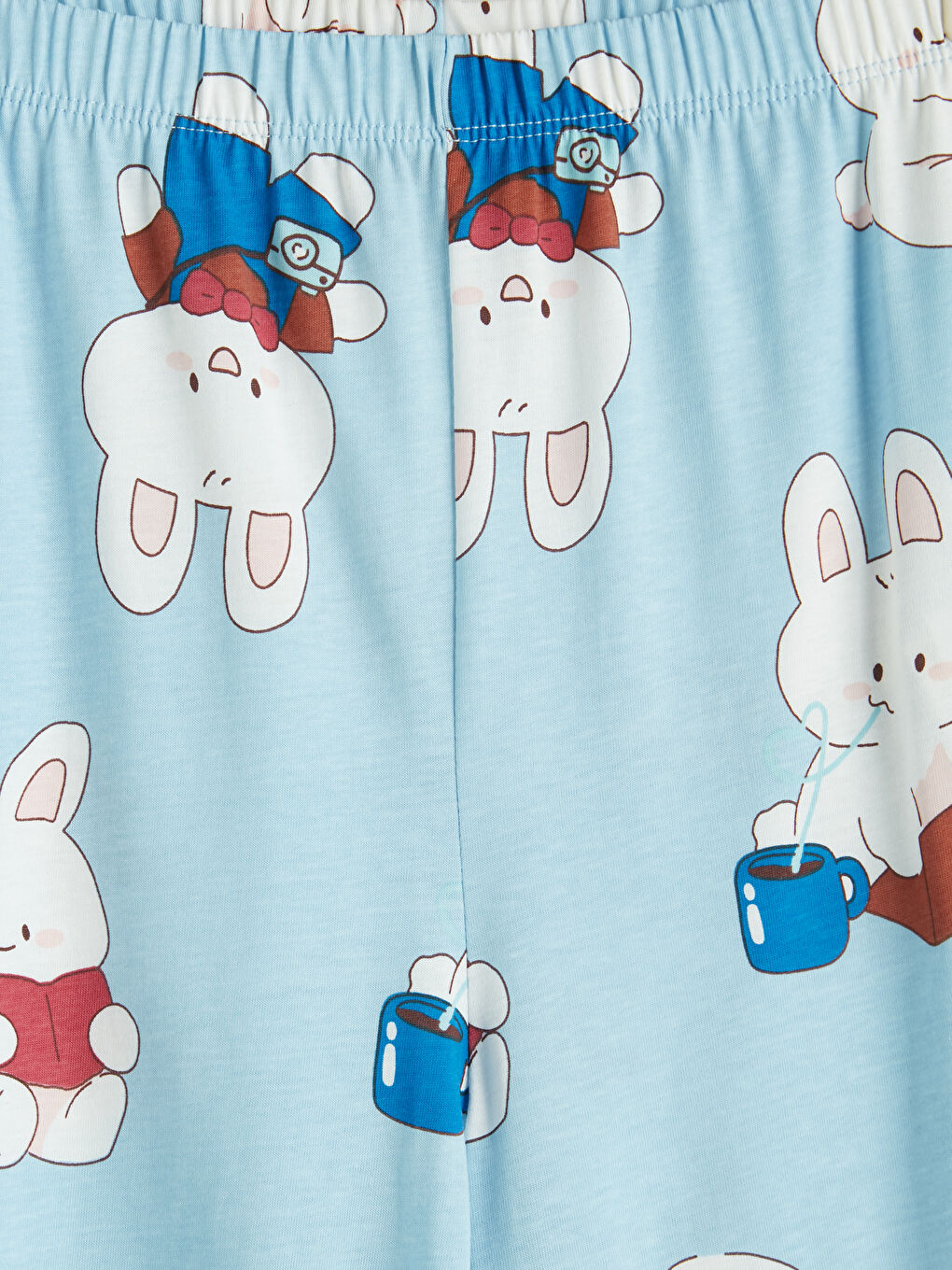 Mavi Bisiklet Yaka Baskılı Kadın Pijama Takımı-6