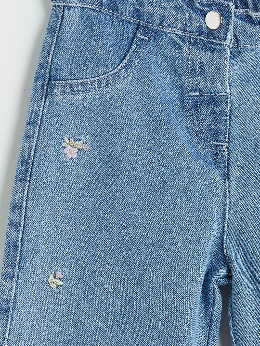 Mavi Kız Bebek Nakışlı Jean Pantolon-2