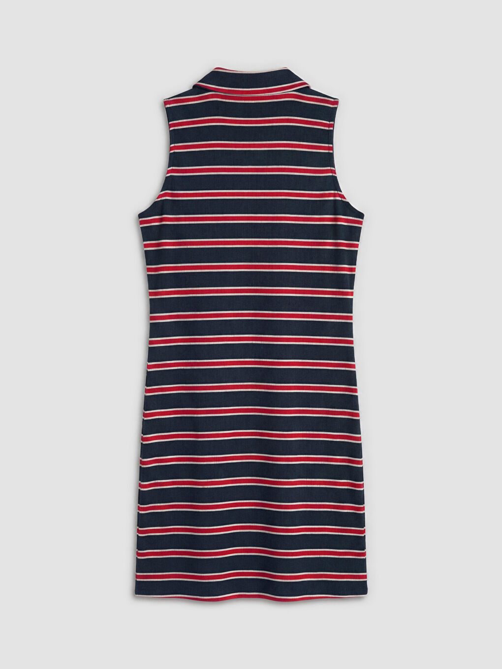 Kırmızı Polo Yaka Çizgili Elbise-1