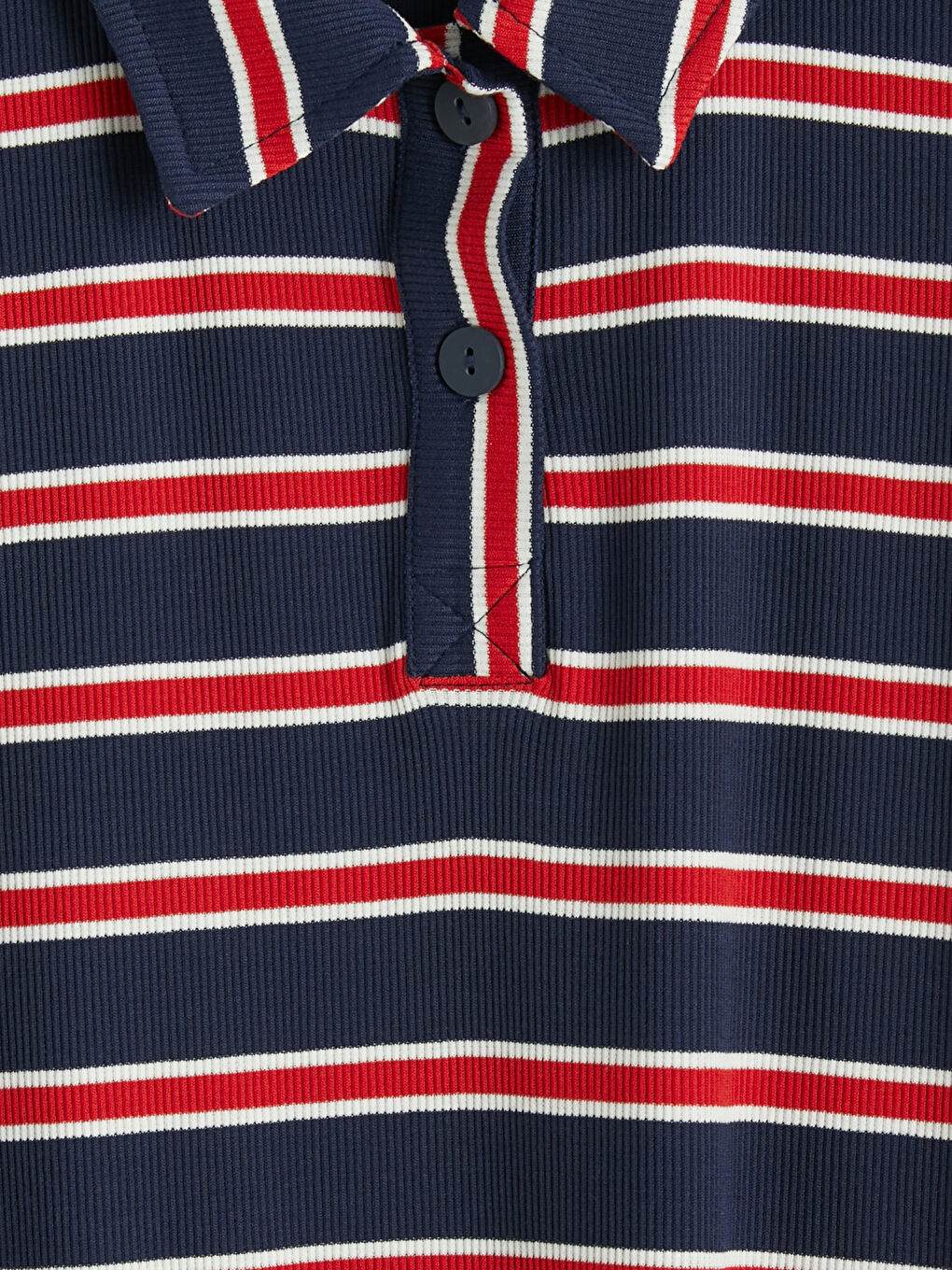 Kırmızı Polo Yaka Çizgili Elbise-2