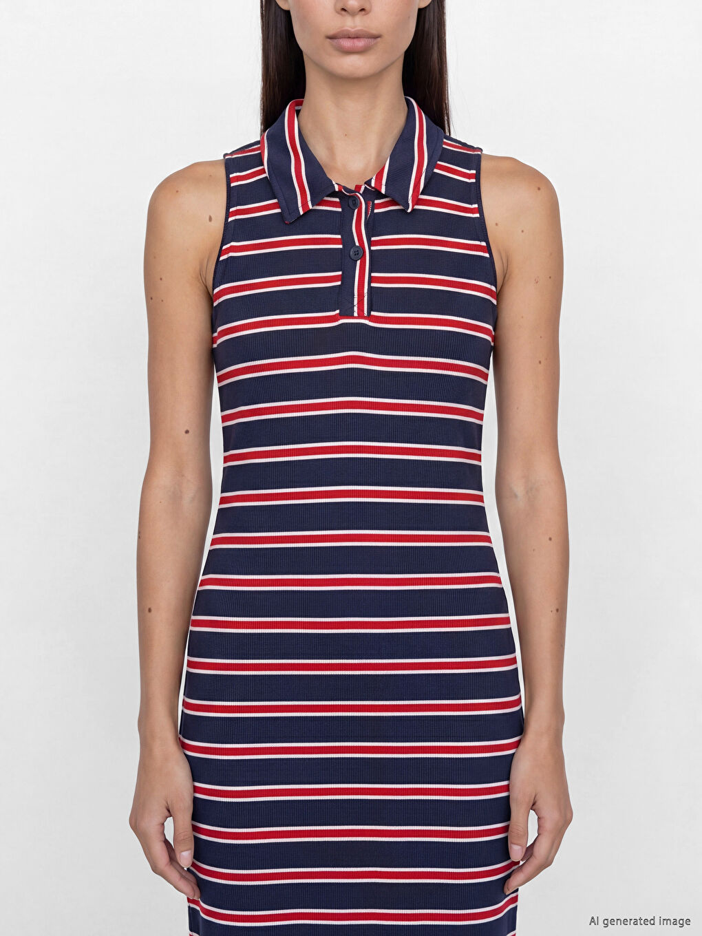Polo Yaka Çizgili Elbise-2
