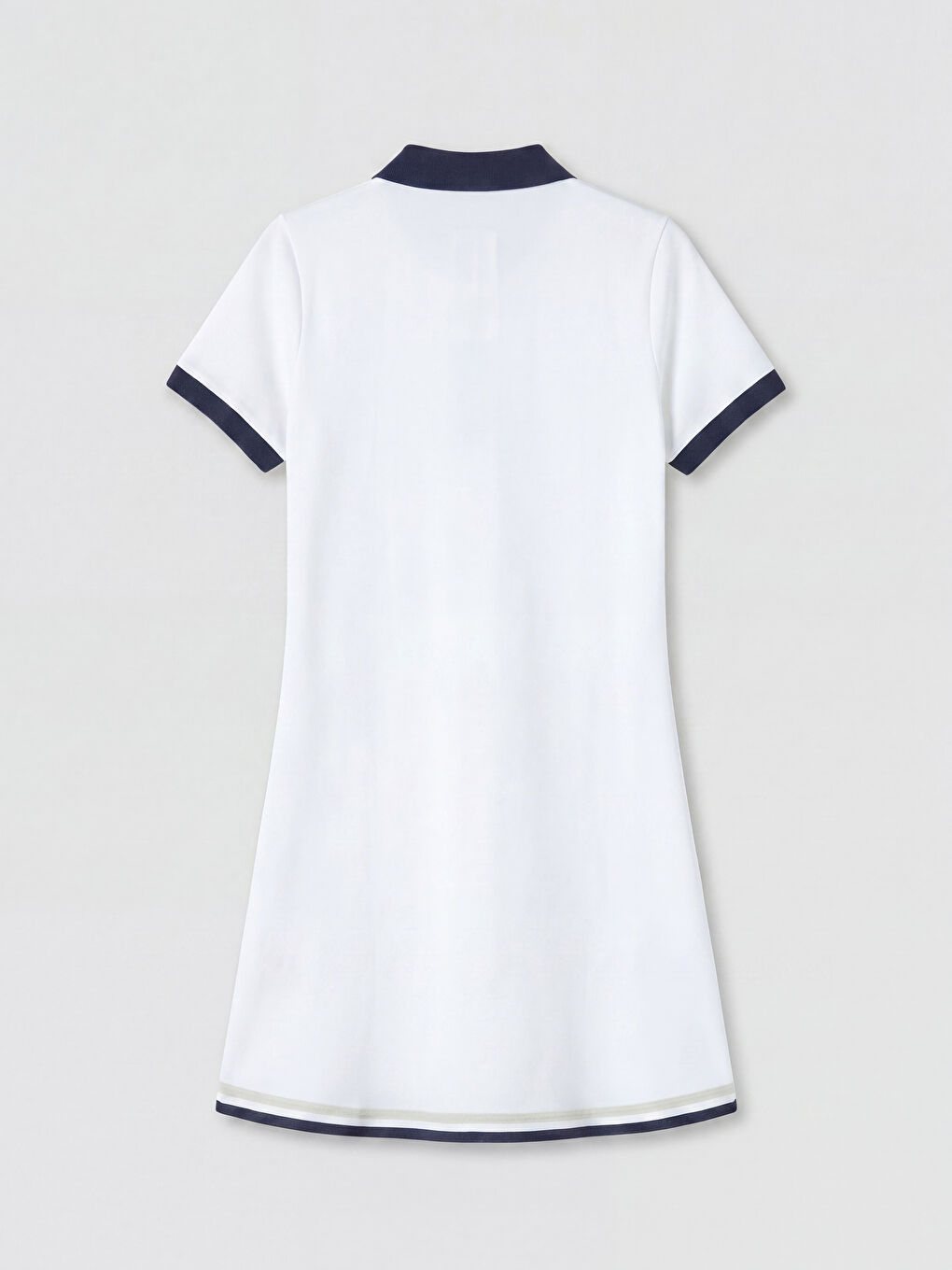 Beyaz Polo Yaka Poplin Mini Elbise-1