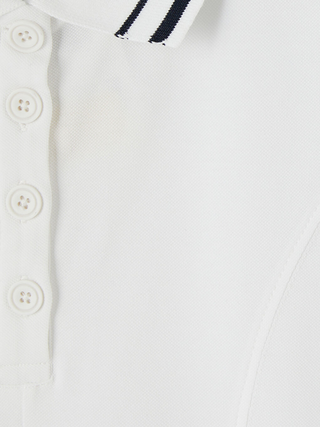 Beyaz Polo Yaka Mini Elbise-2