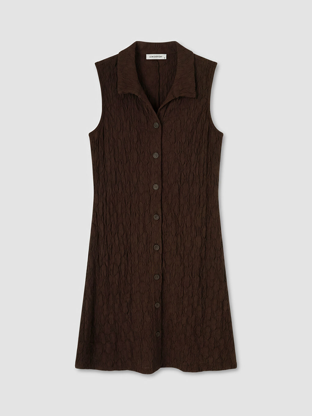 Kahverengi Dokulu Soft Touch Mini Gömlek Elbise