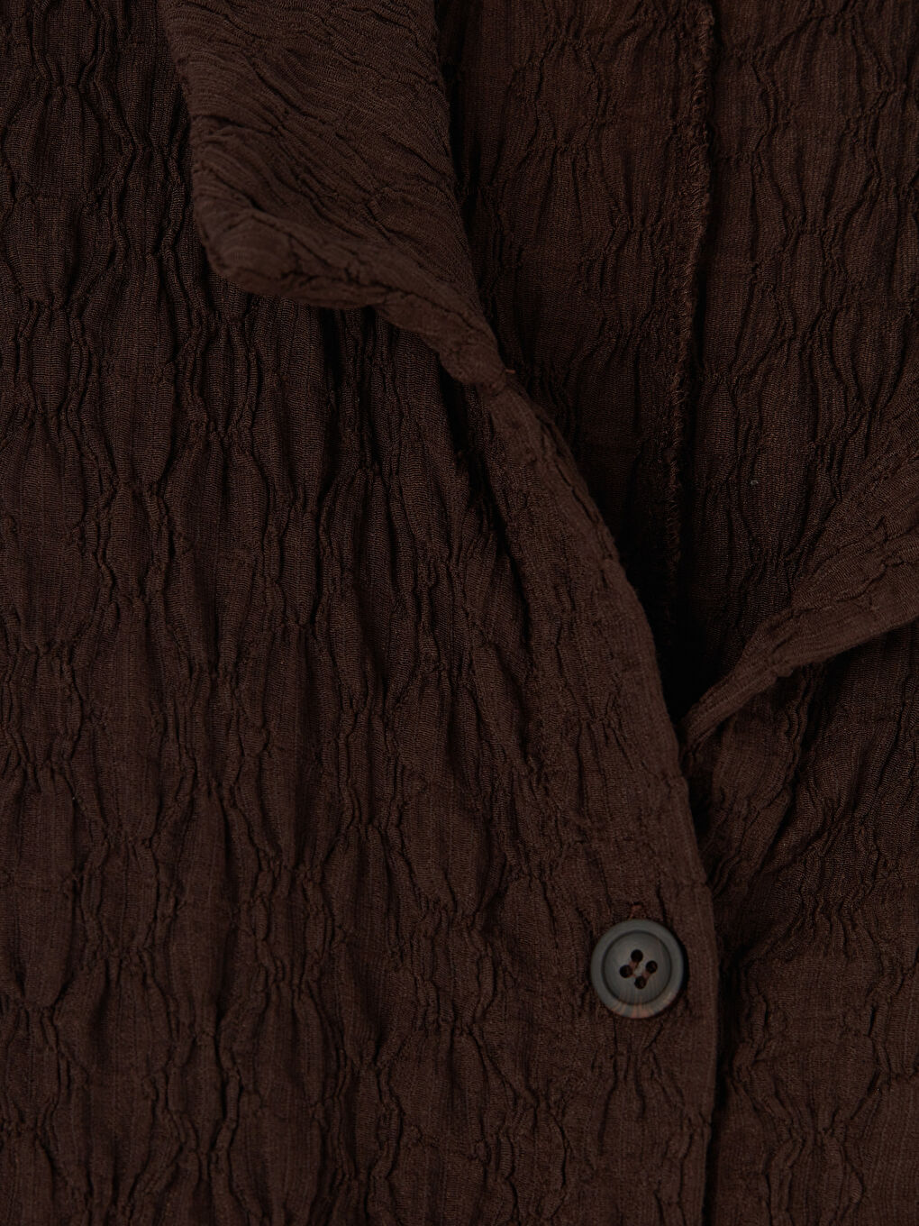 Kahverengi Dokulu Soft Touch Mini Gömlek Elbise-2