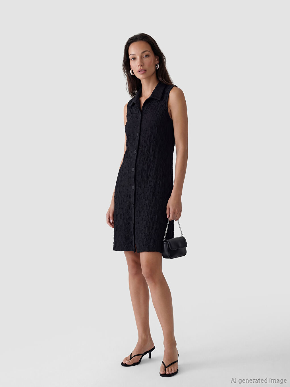 Textured Mini Shirt Dress