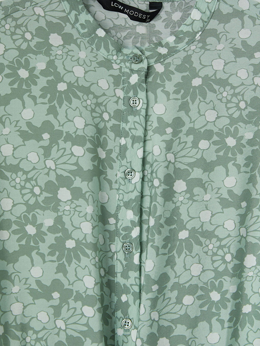 Yeşil Hakim Yaka Desenli Belden Oturtmalı Elbise-2