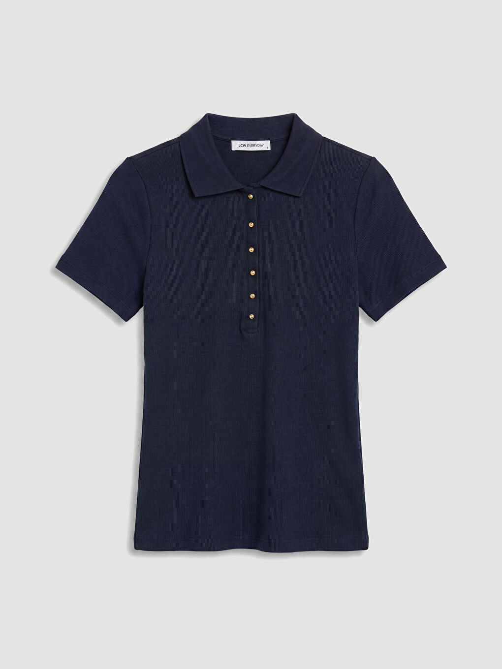 Lacivert Polo Yaka Kadın Tişört-4