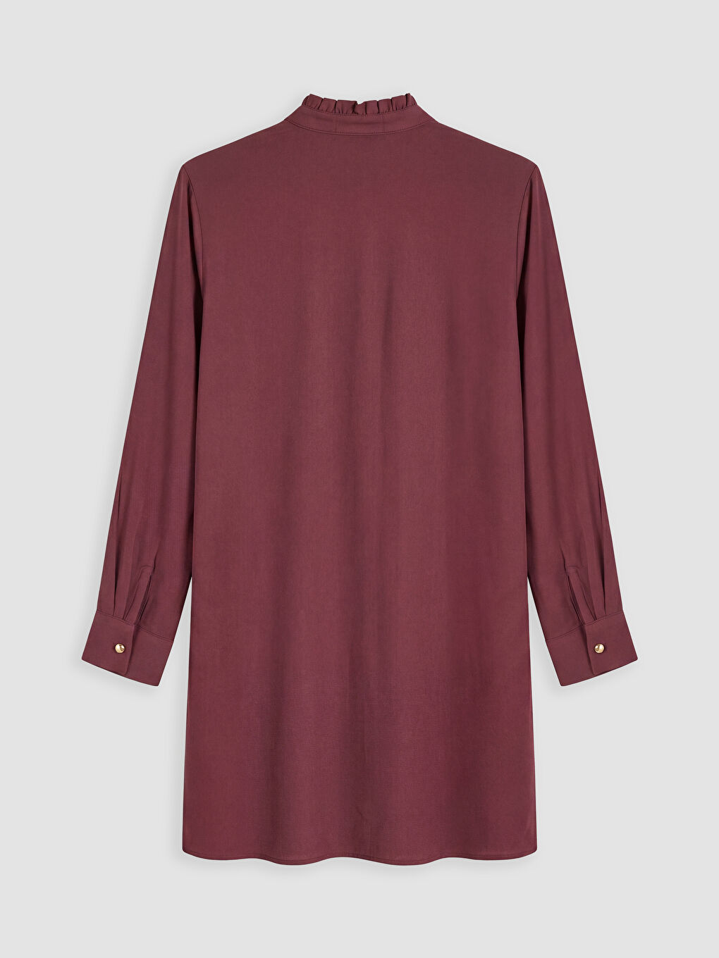 Bordo Fırfırlı Hakim Yaka Kadın Gömlek Tunik-1