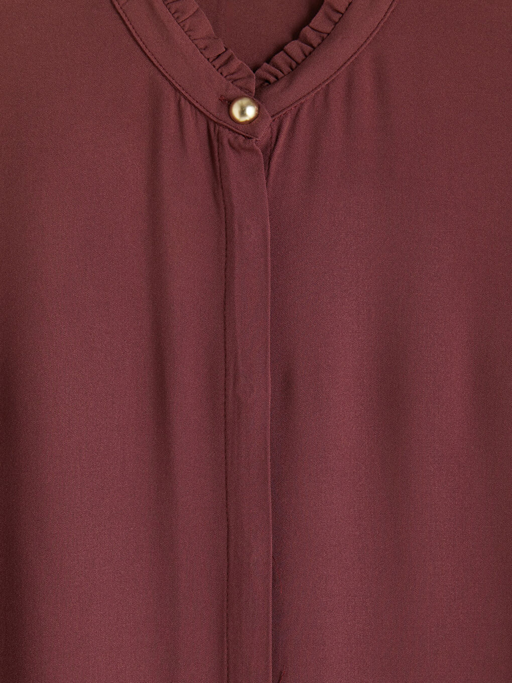 Bordo Fırfırlı Hakim Yaka Kadın Gömlek Tunik-2