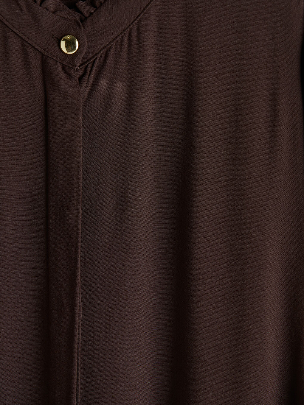 Kahverengi Fırfırlı Hakim Yaka Kadın Gömlek Tunik-2