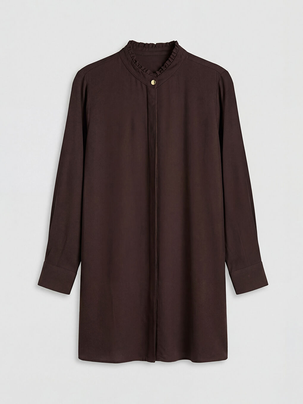 Frilled Grandad Collar Women's Shirt Tunic-4