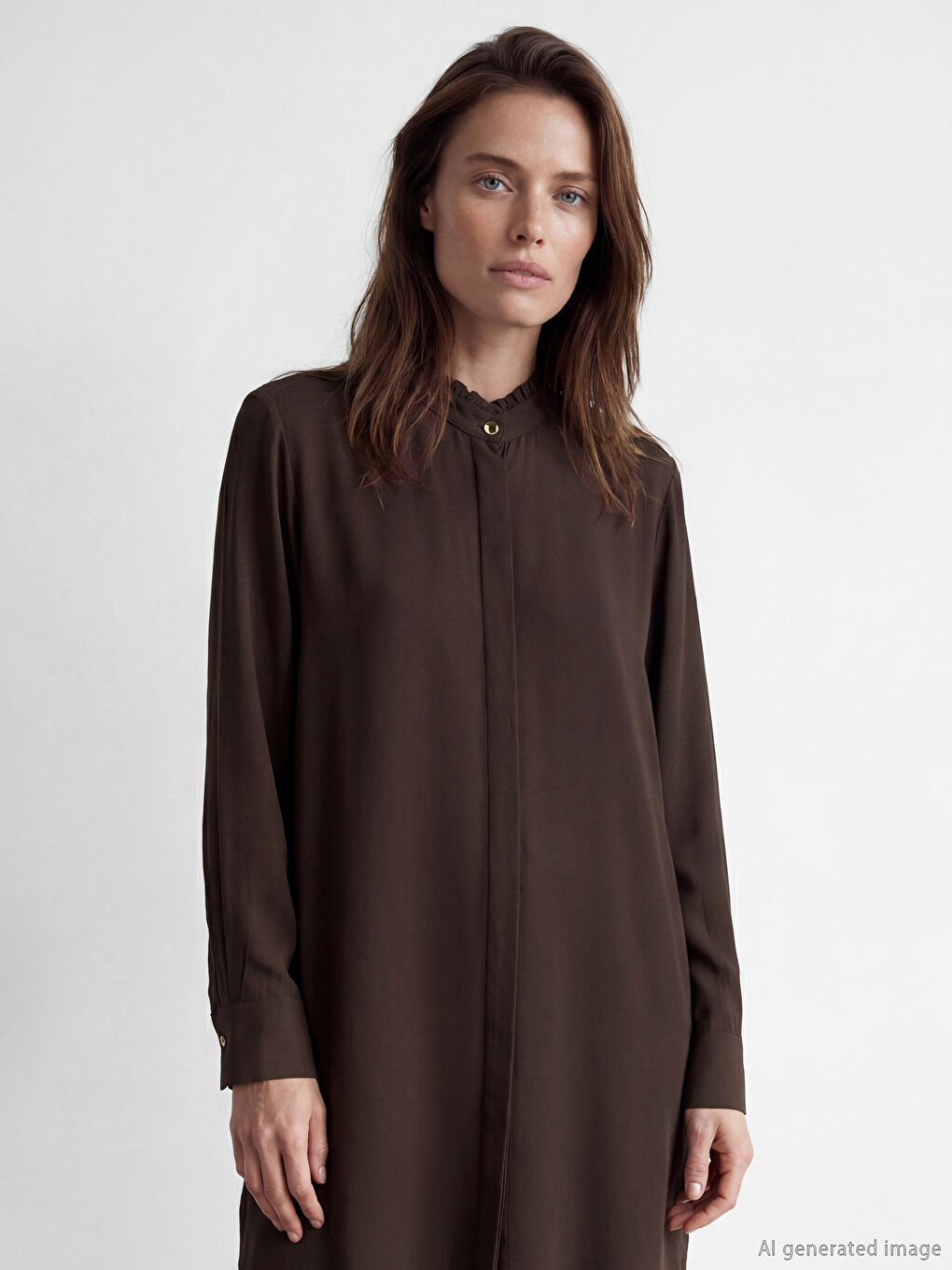 Frilled Grandad Collar Women's Shirt Tunic