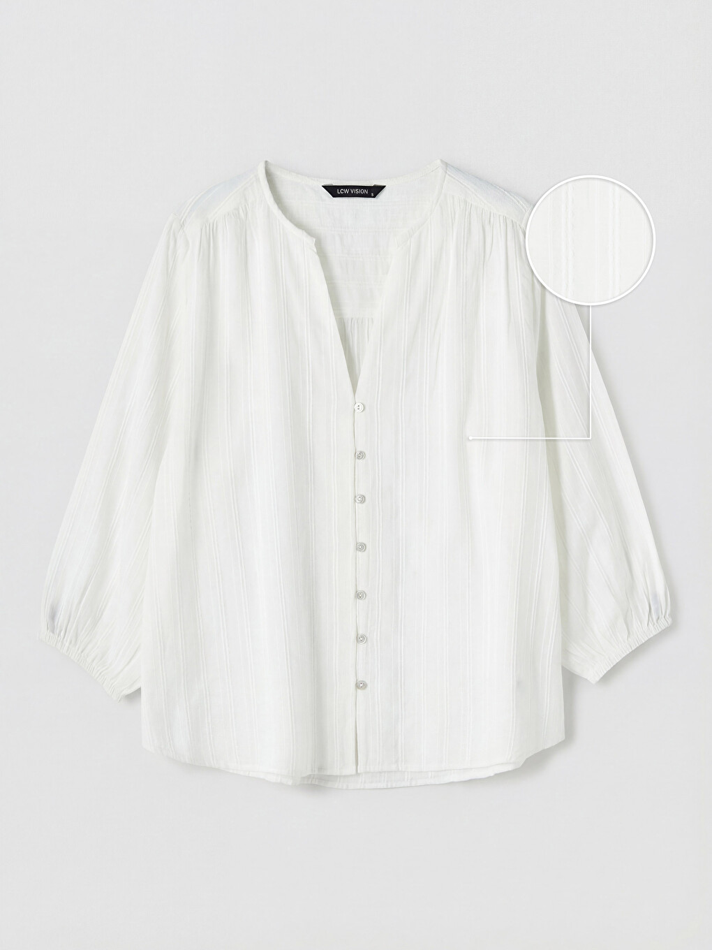 Kaçık Yaka Çizgili Oversize Bluz-4