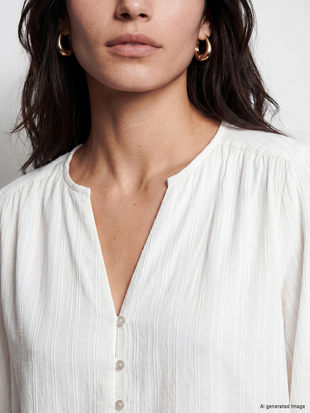 Kaçık Yaka Çizgili Oversize Bluz-2