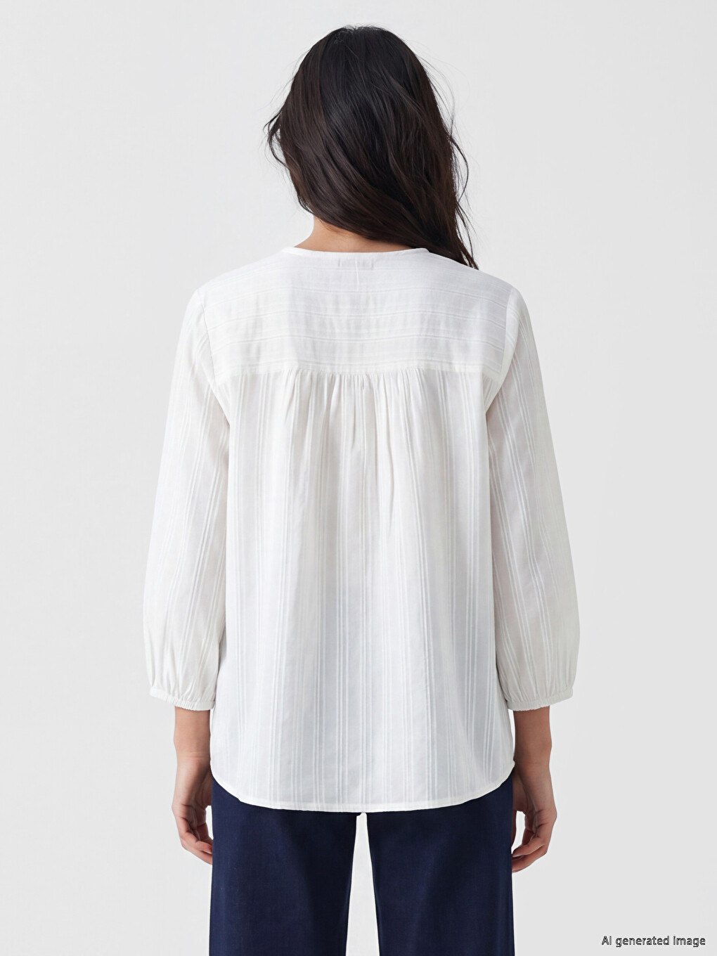 Kaçık Yaka Çizgili Oversize Bluz-3
