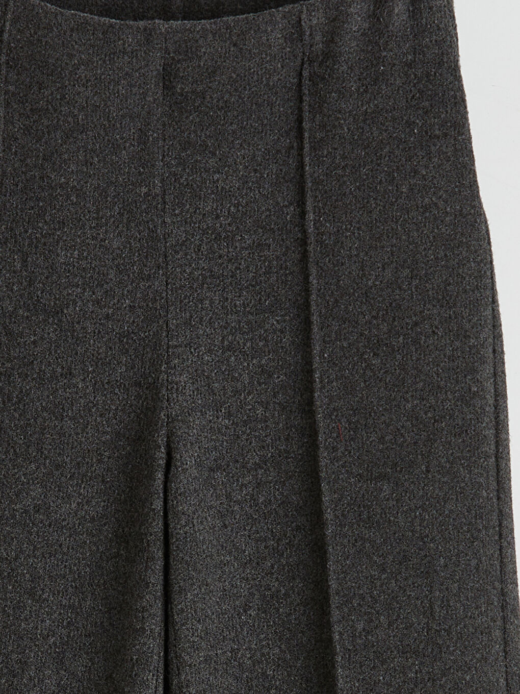 Antrasit Beli Lastikli Geniş Paça Kadın Triko Pantolon-2