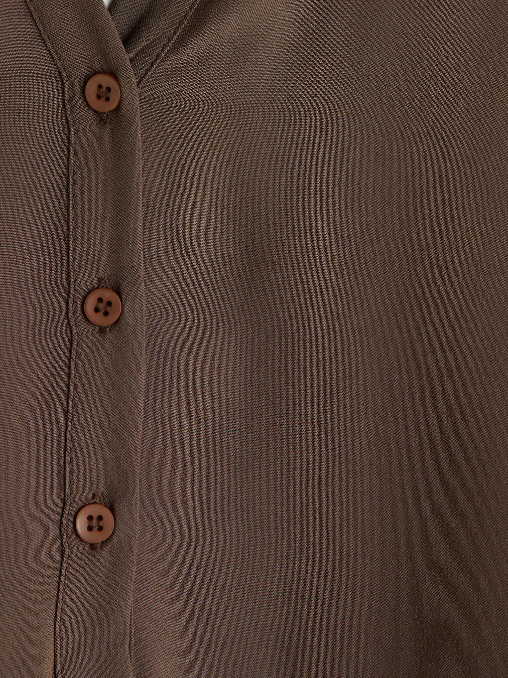 Kahverengi Fırfırlı Kaçık Yaka Bluz-2