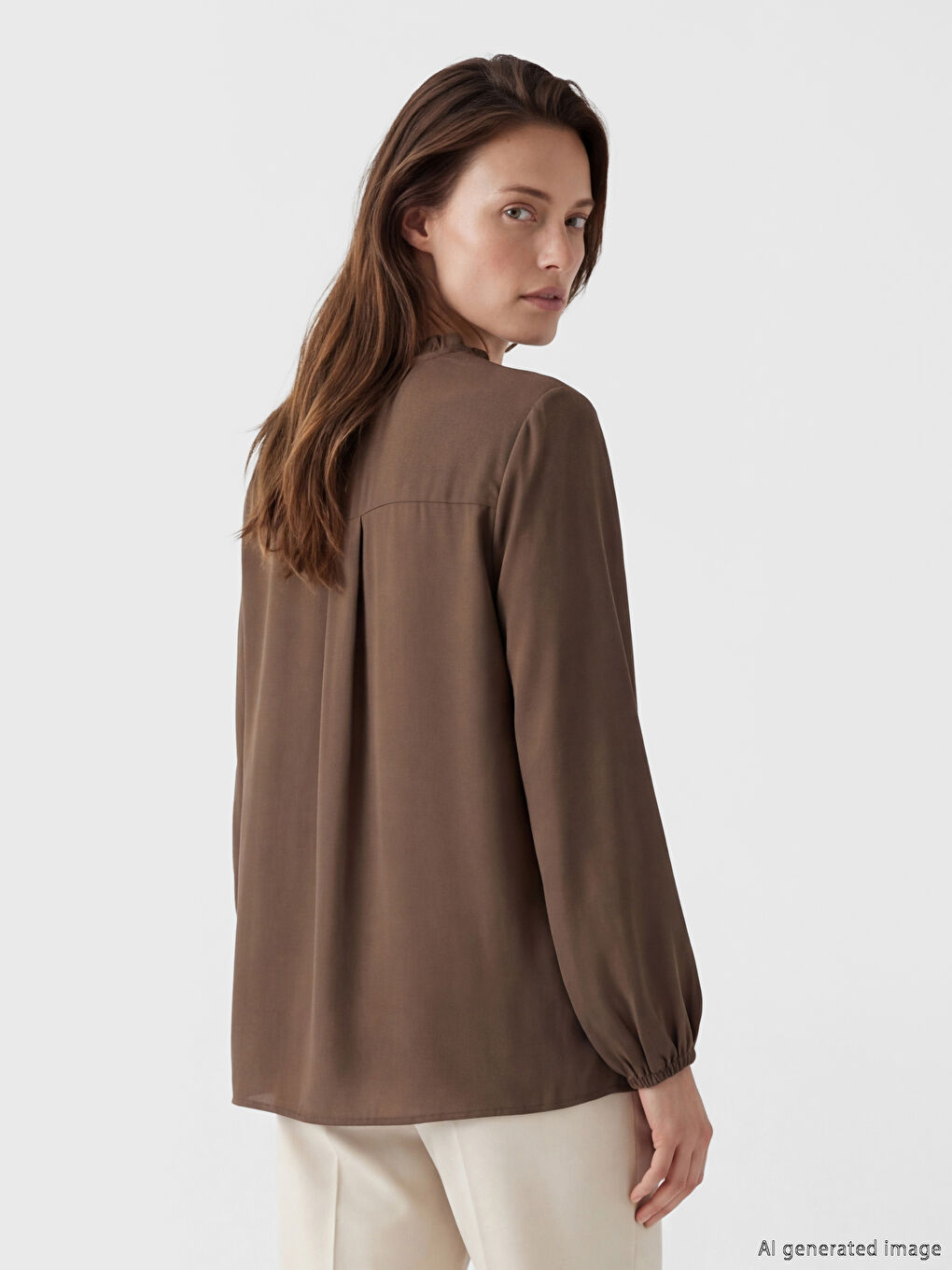 Blouse à col en V volanté-2