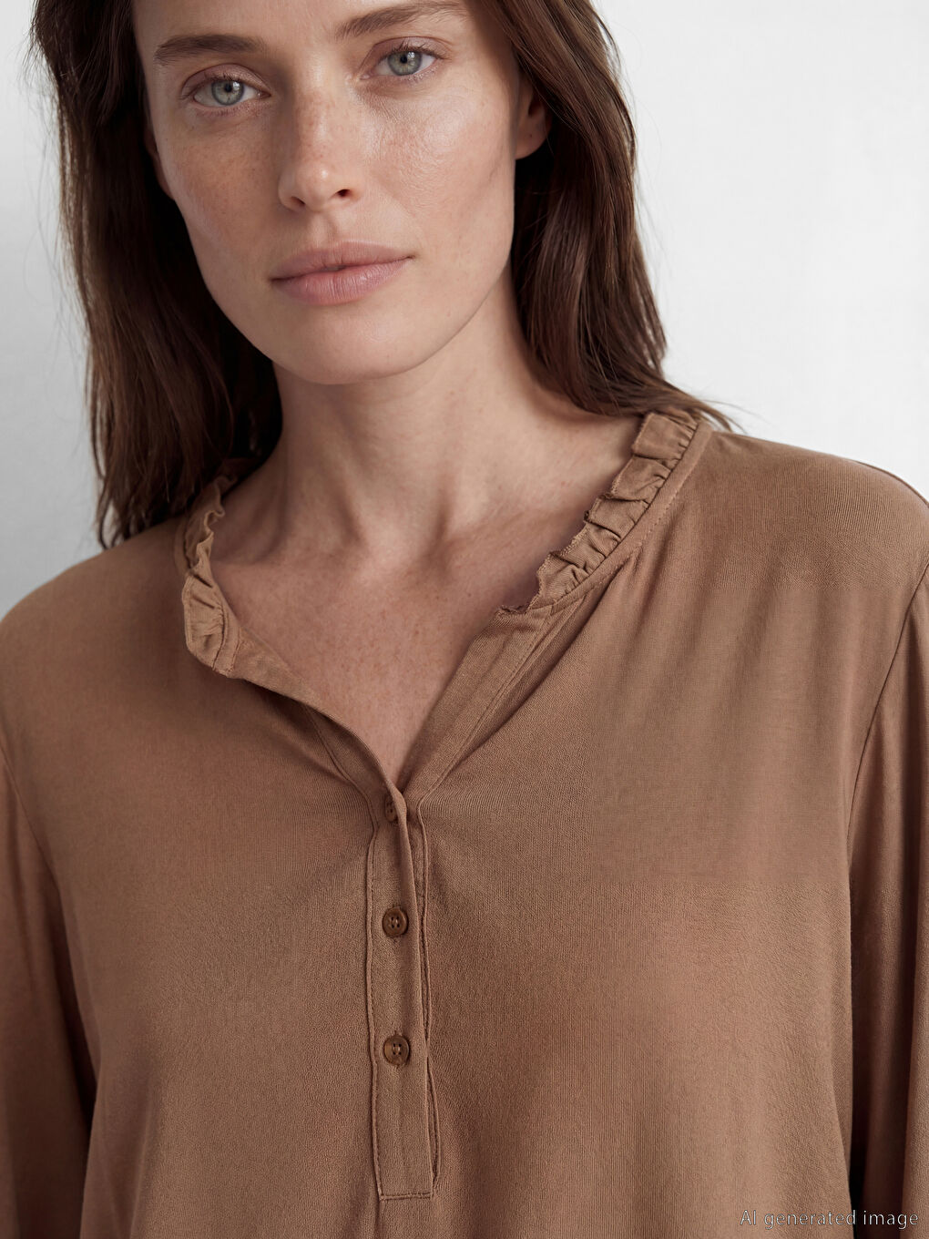 Blouse à col en V volanté-2