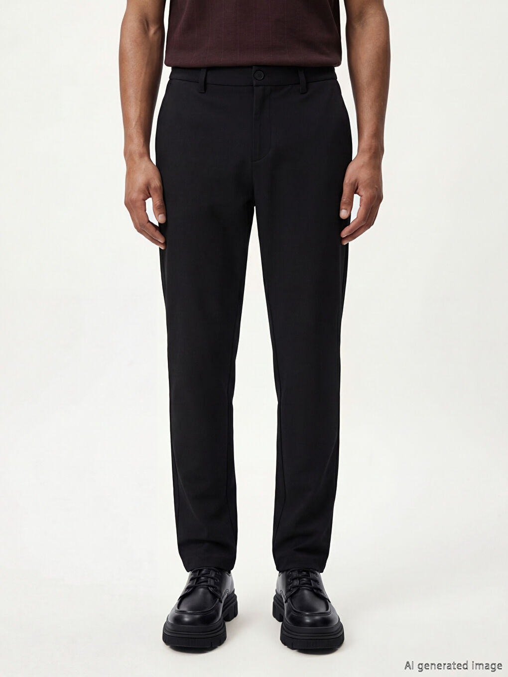 Siyah Standart Kalıp Erkek Pantolon-1