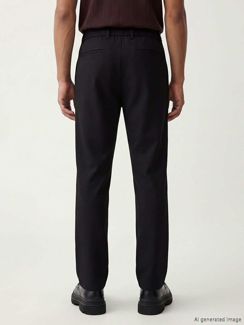 Siyah Standart Kalıp Erkek Pantolon-2