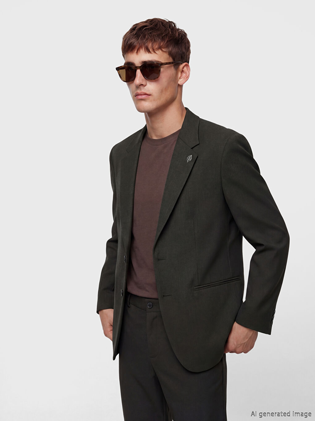 Yeşil Standart Kalıp Erkek Blazer Ceket