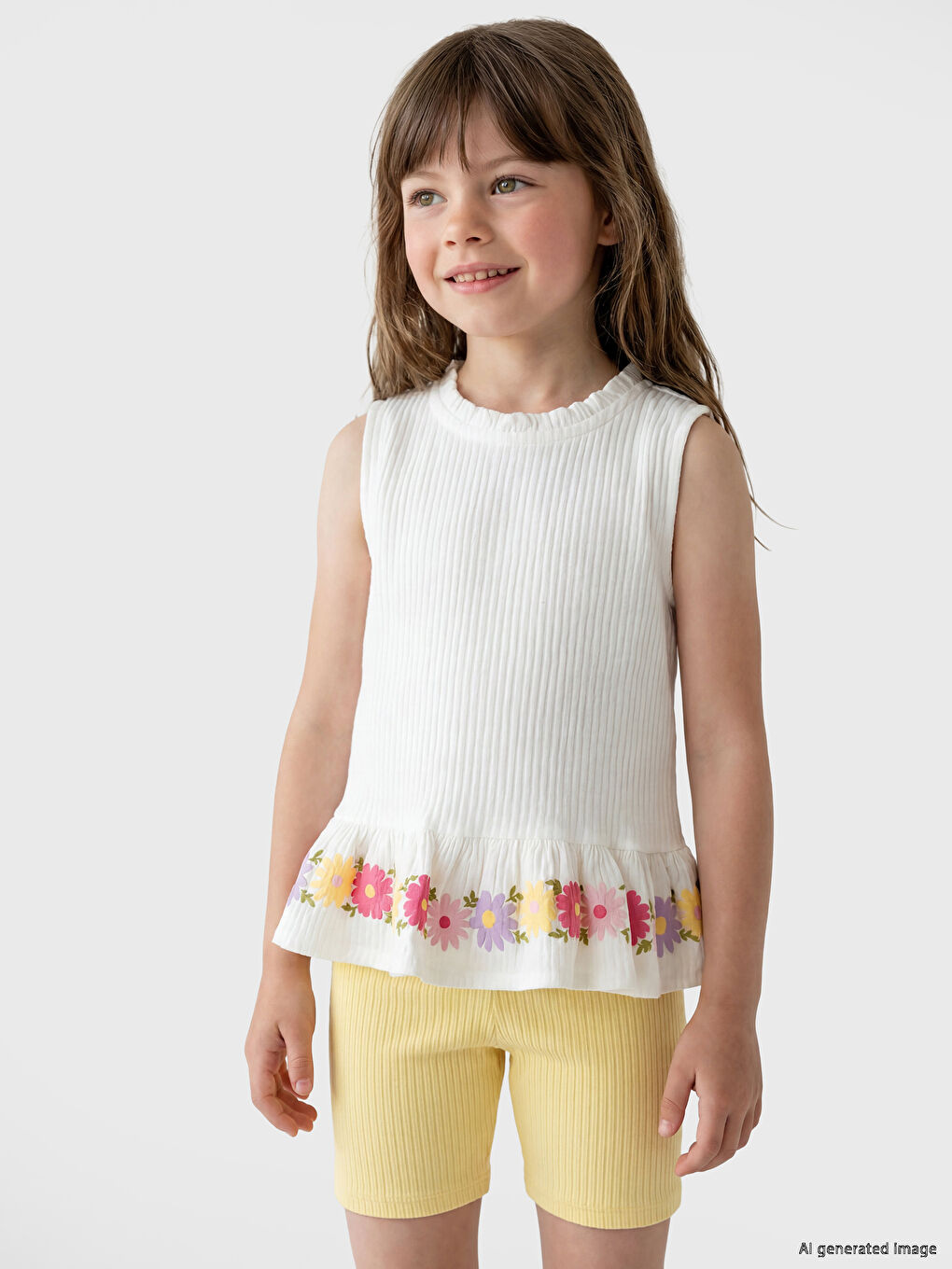 Floral Frilled Girls' Muslin Blouse