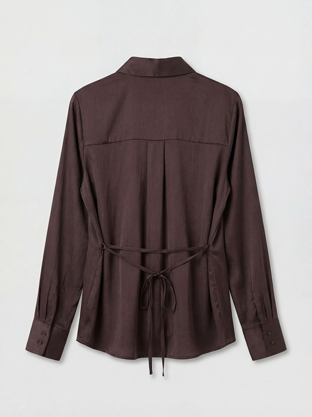 Kahverengi Beli Kuşaklı Kadın Gömlek-5