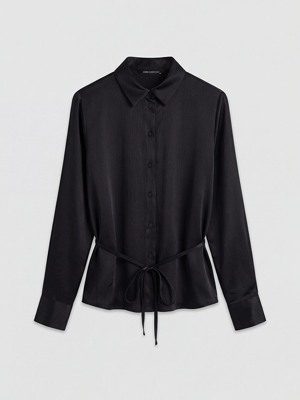 Siyah Beli Kuşaklı Kadın Gömlek