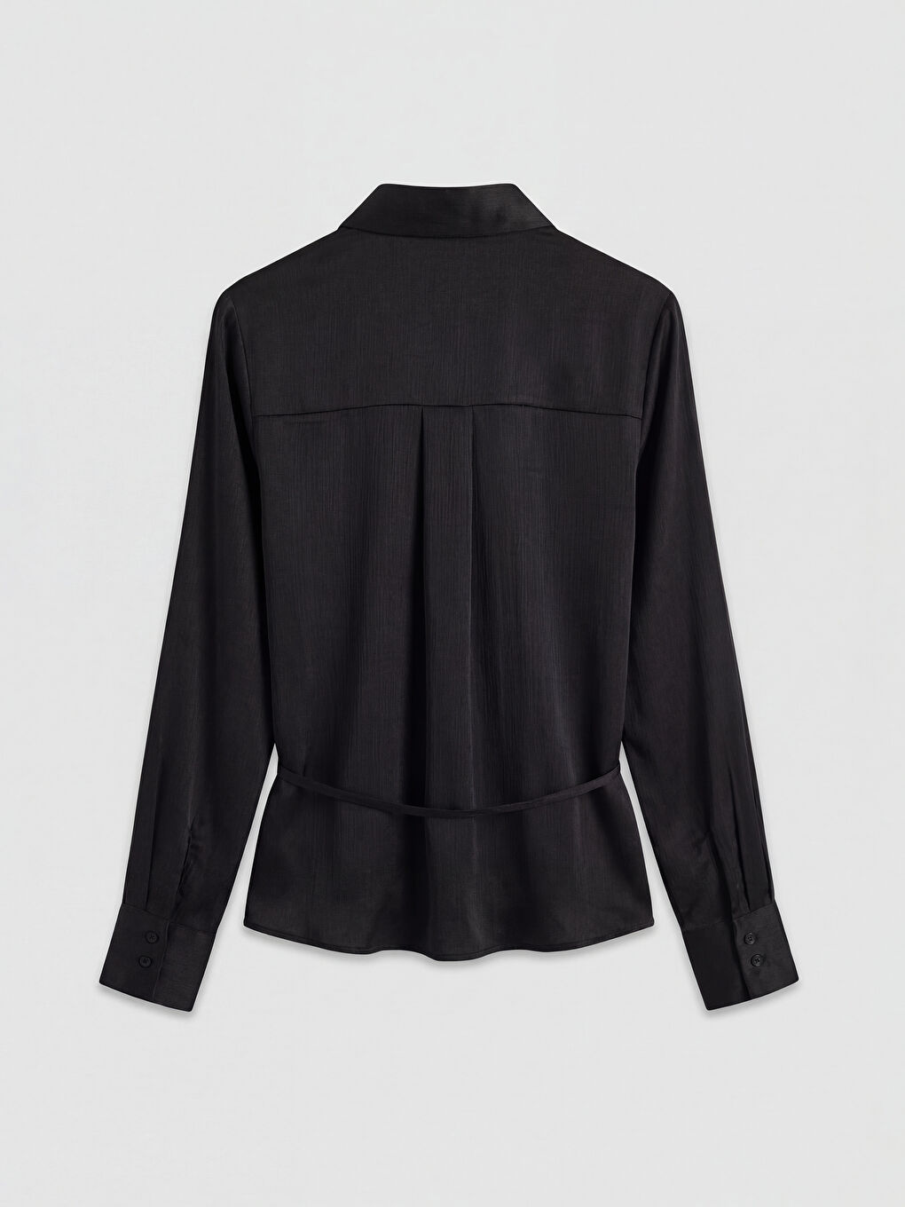 Siyah Beli Kuşaklı Kadın Gömlek-1