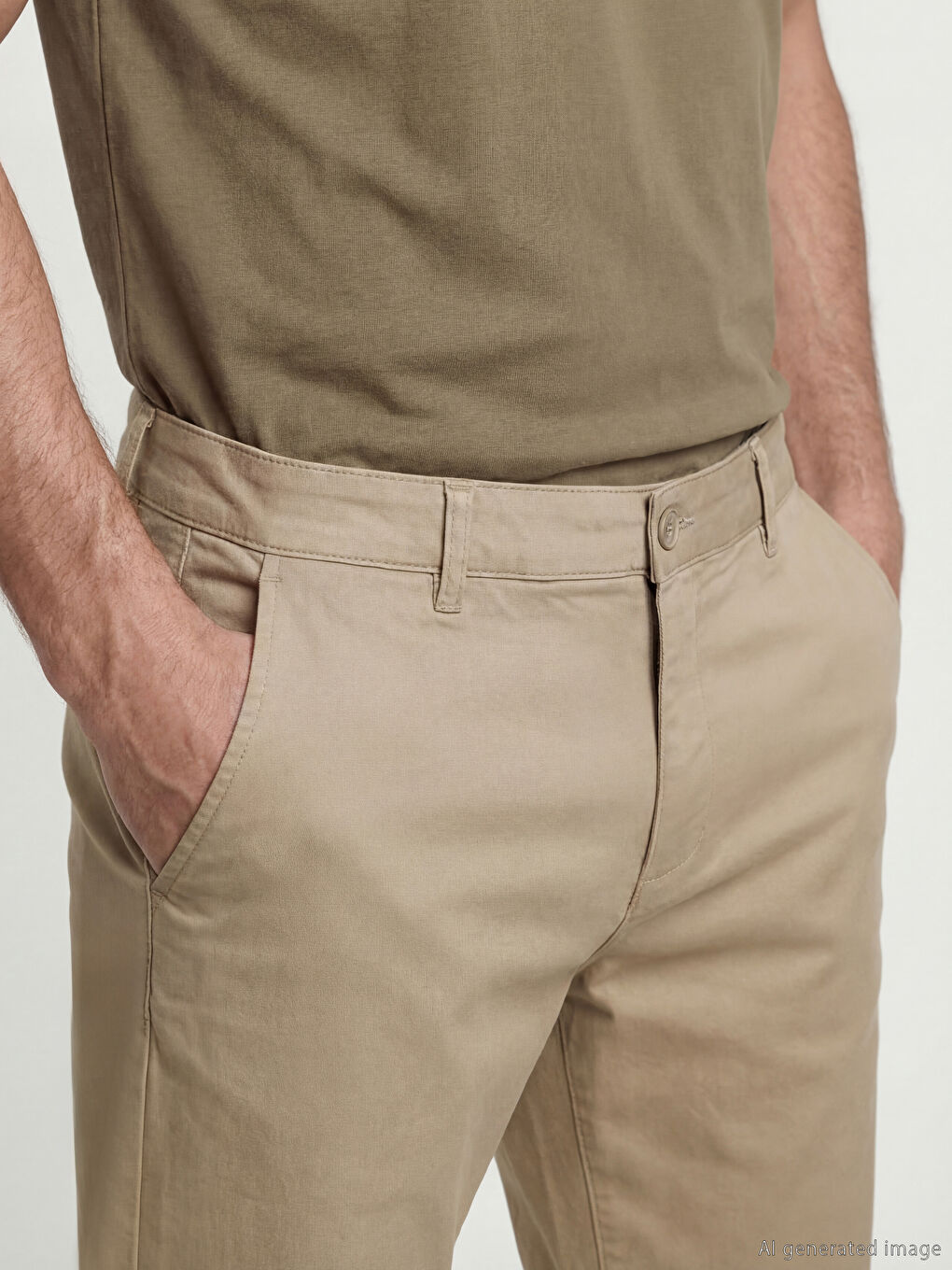 Bej Regular Fit Erkek Chino Pantolon-2