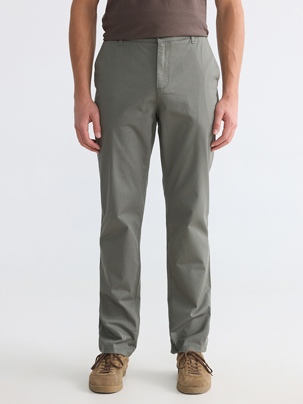 Haki Regular Fit Erkek Chino Pantolon-1