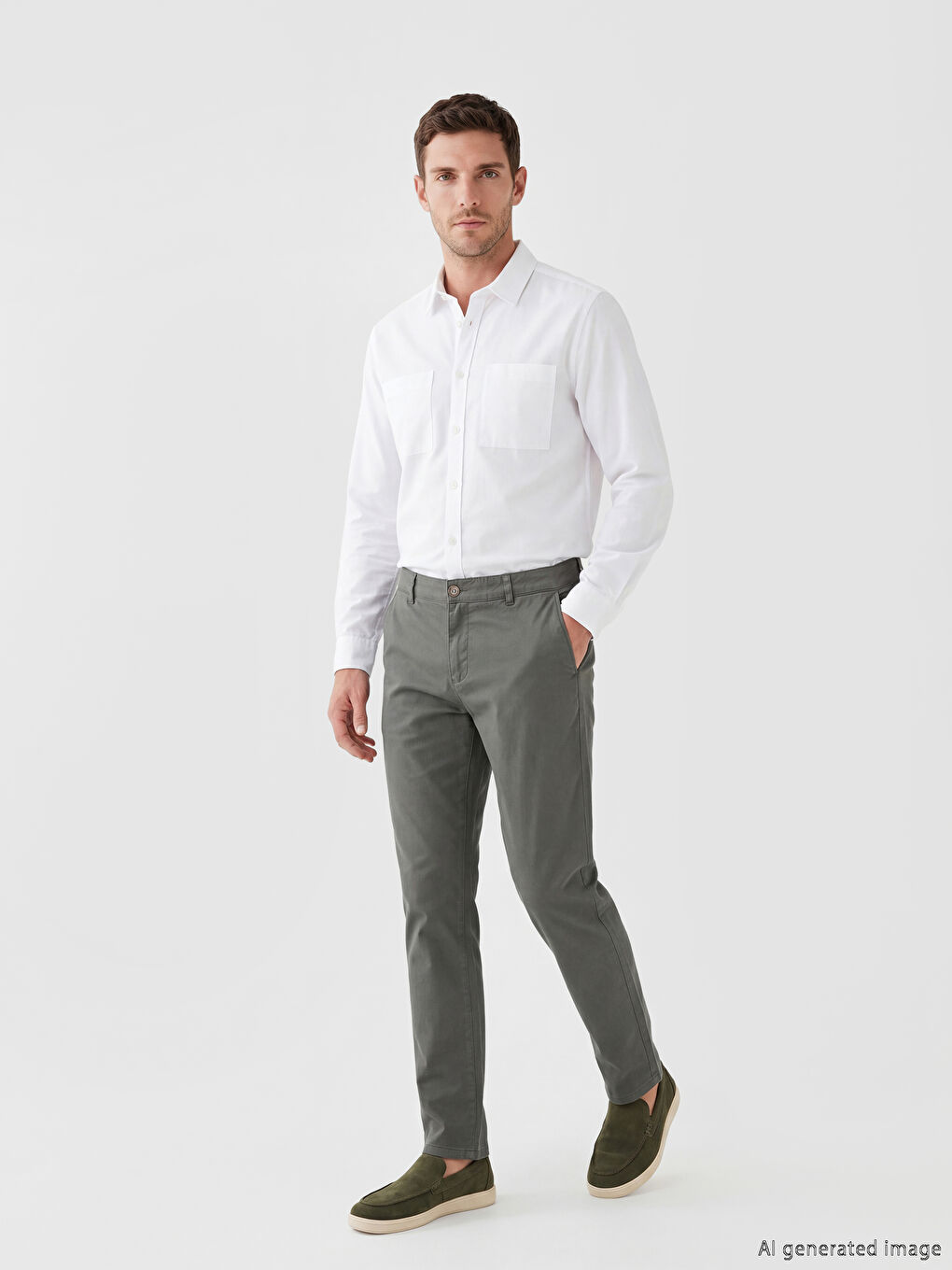Yeşil Regular Fit Erkek Chino Pantolon