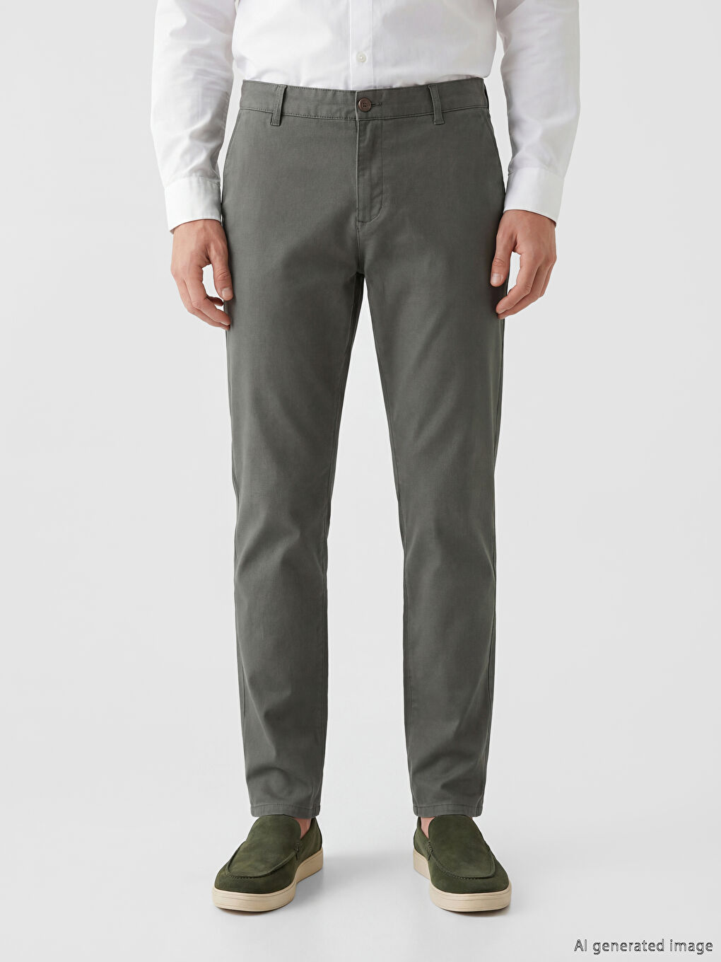 Yeşil Regular Fit Erkek Chino Pantolon-1